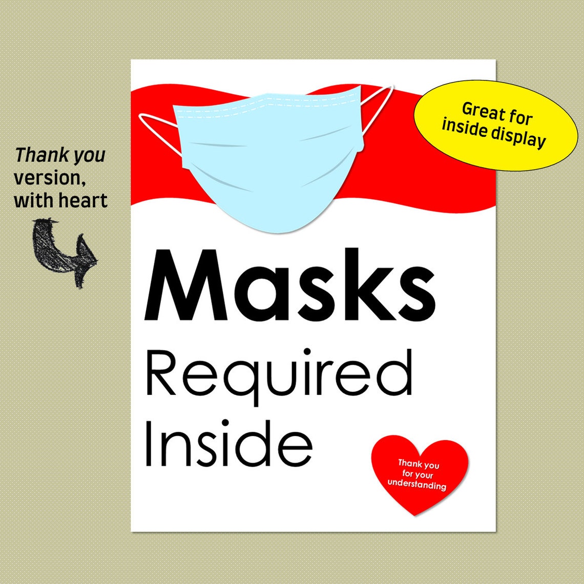 Masks Required Inside Printable Sign Etsy