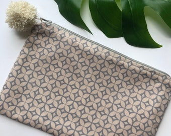 Cross Make-up Bag Zippered Pouch Gift Bag Brown Beige Travel Pouch Black Storage Bag Purse Earthtone Southwest Pattern