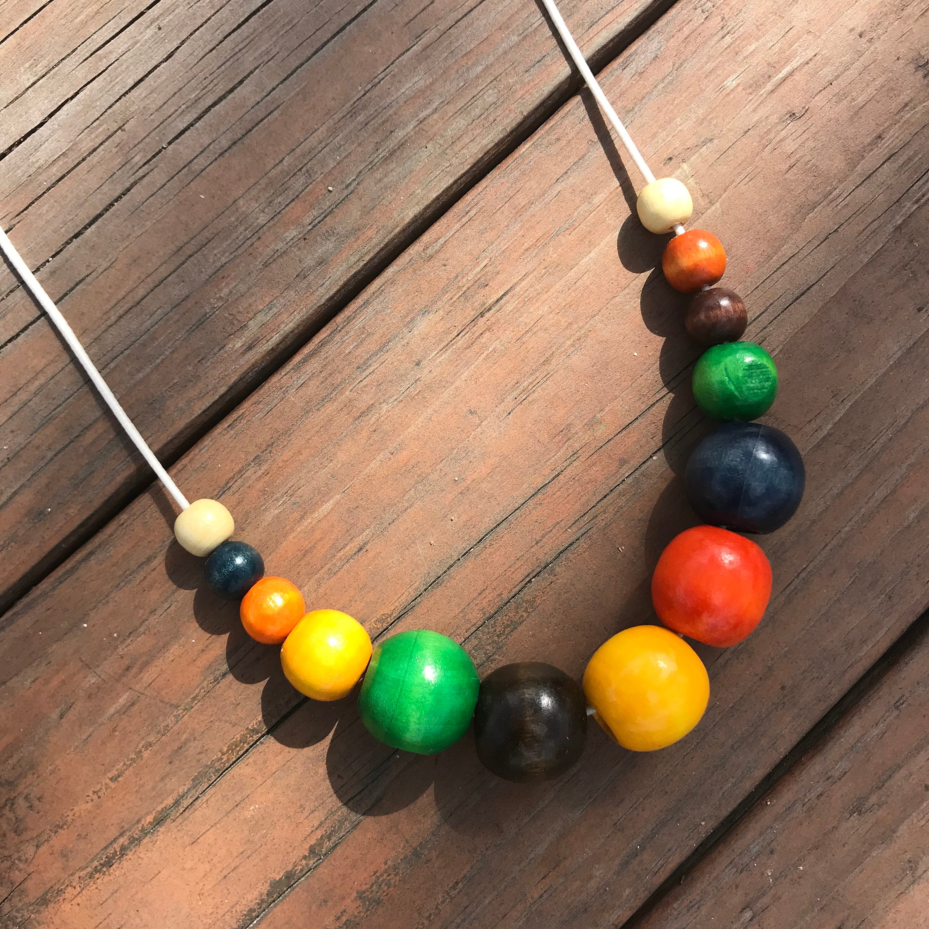 Large Boho Necklace Large Bead Necklace MultiColored Bead Etsy