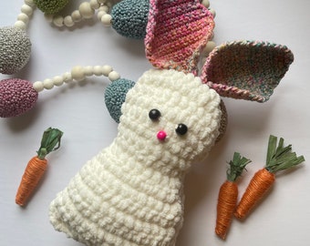 Crochet Bunny Plushy, Stuffed Bunny, Easter Basket Gift, Handmade Bunny, Pink Bunny Snuggly, Easter Bunny Gift, Easter Gift, Rainbow Bunny