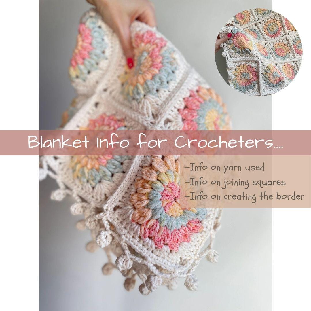38 Sunburst Crochet Patterns for Blankets, Bags, Tops, and Home Decor 29 Boho Crochet Baby Blanket Info: Yarn & Sunburst Granny