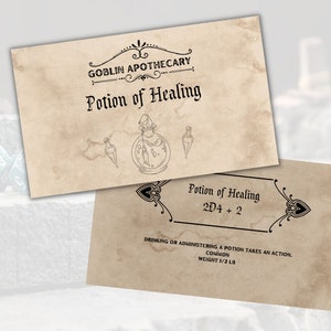 Digital Printable Health Potion Cards