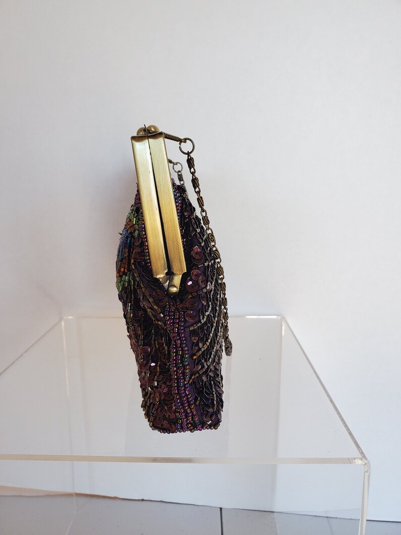 Vintage Beaded and Sequin Peacock Feather Purse