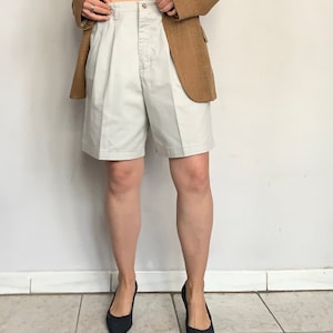 High Rise Pleated Cotton Shorts