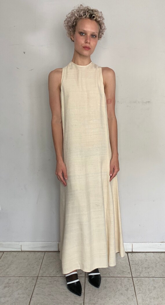 Raw Silk Cream Maxi Dress