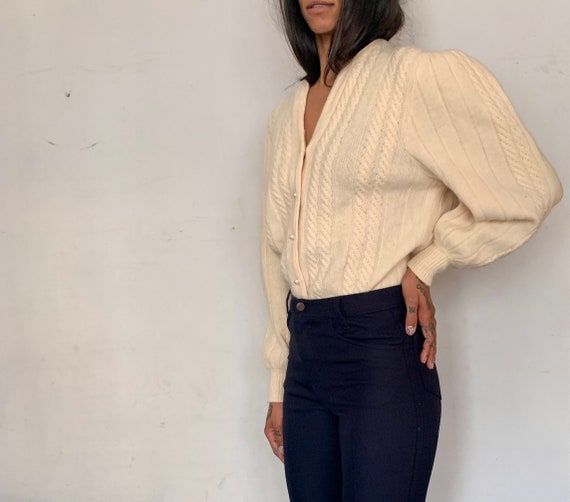Angora & Mohair Puff-Sleeve Cardigan