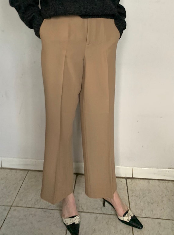 Beige Silk Trousers