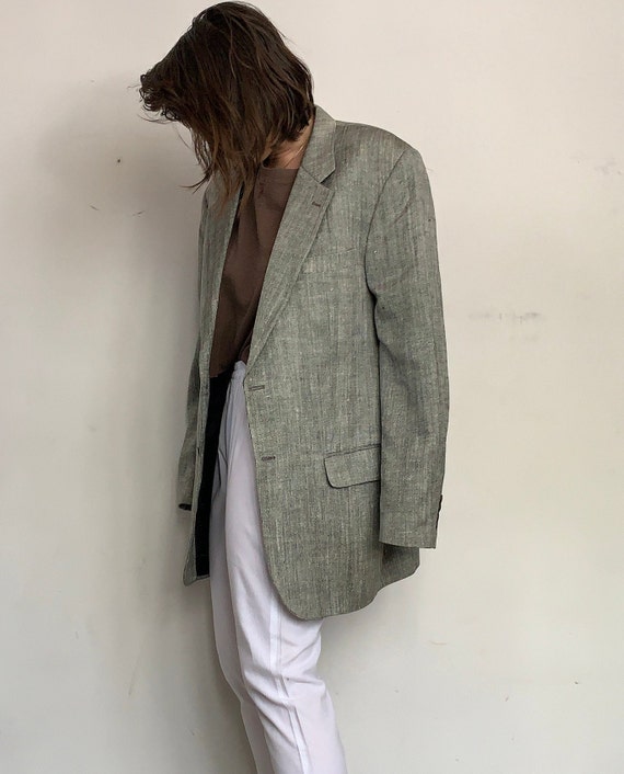 Raw Silk Oversized Blazer, Storm