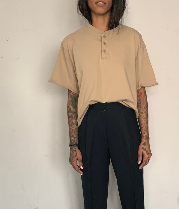 Custom Cropped Henley, Sand
