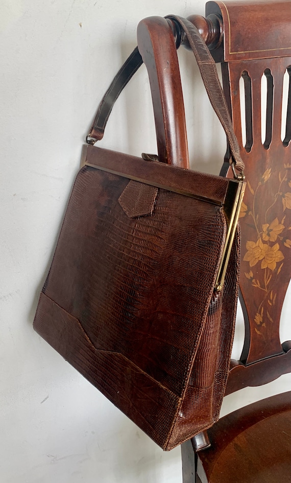 1930s Lizard Handbag, Cinnamon