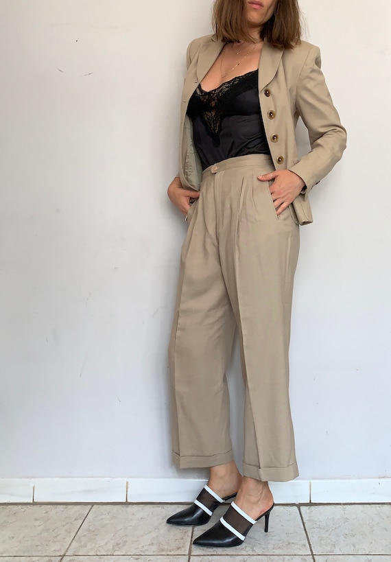 Beige Linen Safari Suit