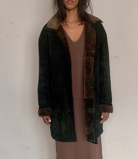 Oversized Shearling Coat, Charcoal
