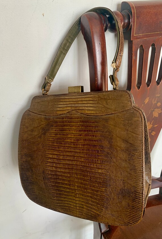 1930s Lizard Handbag, Coffee