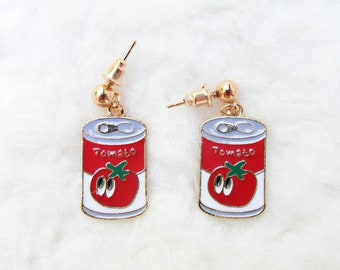 Tomato Soup Earrings, Soup Can Earrings, Soup Earrings, Fun, Soup, Charm, Earrings