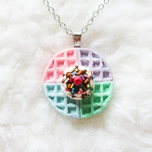 Kawaii Waffle Necklace, Dessert Necklace, Food Necklace, Cute Necklace, Kawaii Necklace