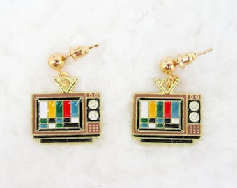 Vintage TV Earrings, Vintage Television Earrings, Retro Earrings, TV, Retro, Charm, Earrings