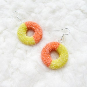 Peach Ring Earrings, Peach Candy Earrings, Peach Rings, Candy Earrings, Peach Earrings, Summer Earrings