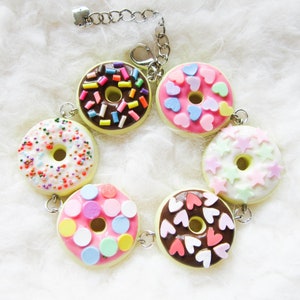 Donut Bracelet, Doughnut Bracelet, Cute Bracelet, Kawaii Bracelet, Food Bracelet, Dessert Bracelet, Polymer Clay