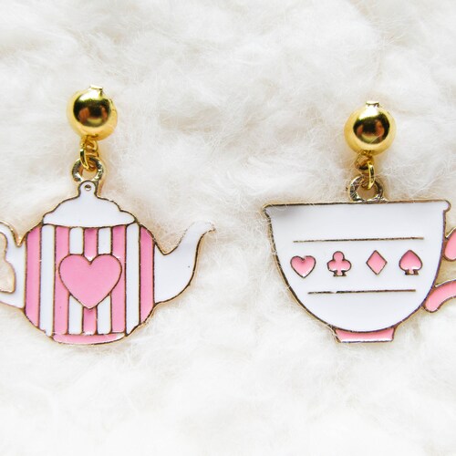 Tea Earrings Tea Charm Earrings Teapot Teacup Cute Charm Etsy