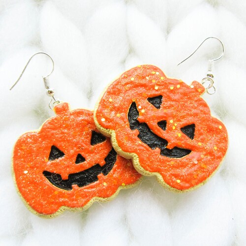 Halloween Pusheen Earrings Gift for Kids Cat Pumpkin Etsy