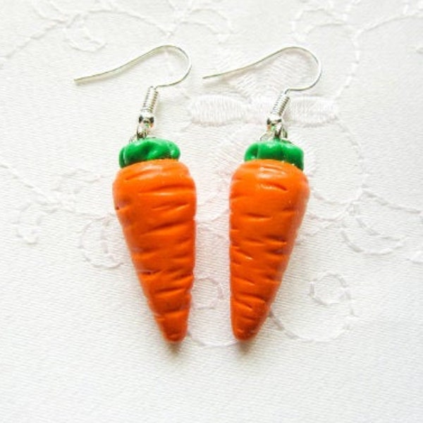 Carrot Earrings, Polymer Clay, Food Earrings, Vegetable Earrings, Carrots