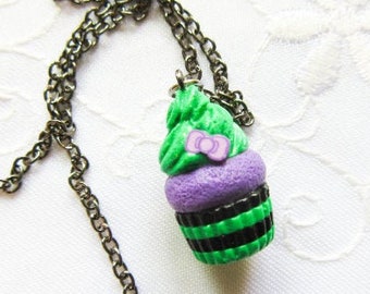 Cute Halloween Necklace, Cupcake Necklace, Halloween Necklace, Witch, Goth, Halloween, Necklace, Creepy Cute