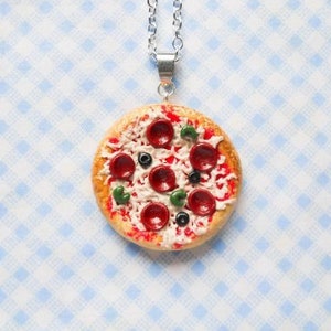 Pizza Necklace, Pizza Pendant, Food Necklace, Polymer Clay Jewelry, Food Jewelry, Pizza