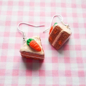 Carrot Cake Earrings, Cute Earrings, Food Earrings, Dessert Earrings, Food Jewelry, Polymer Clay