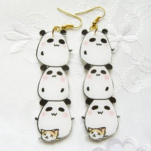 Kawaii Panda Earrings, Kawaii Earrings, Cute Earrings, Panda Bear, Fun Earrings, Acrylic Earrings