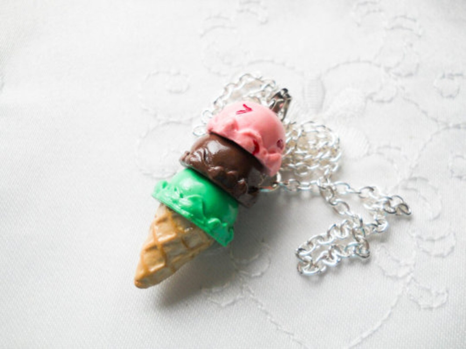 Ice Cream Cone Necklace Ice Cream Necklace Food Jewelry Etsy