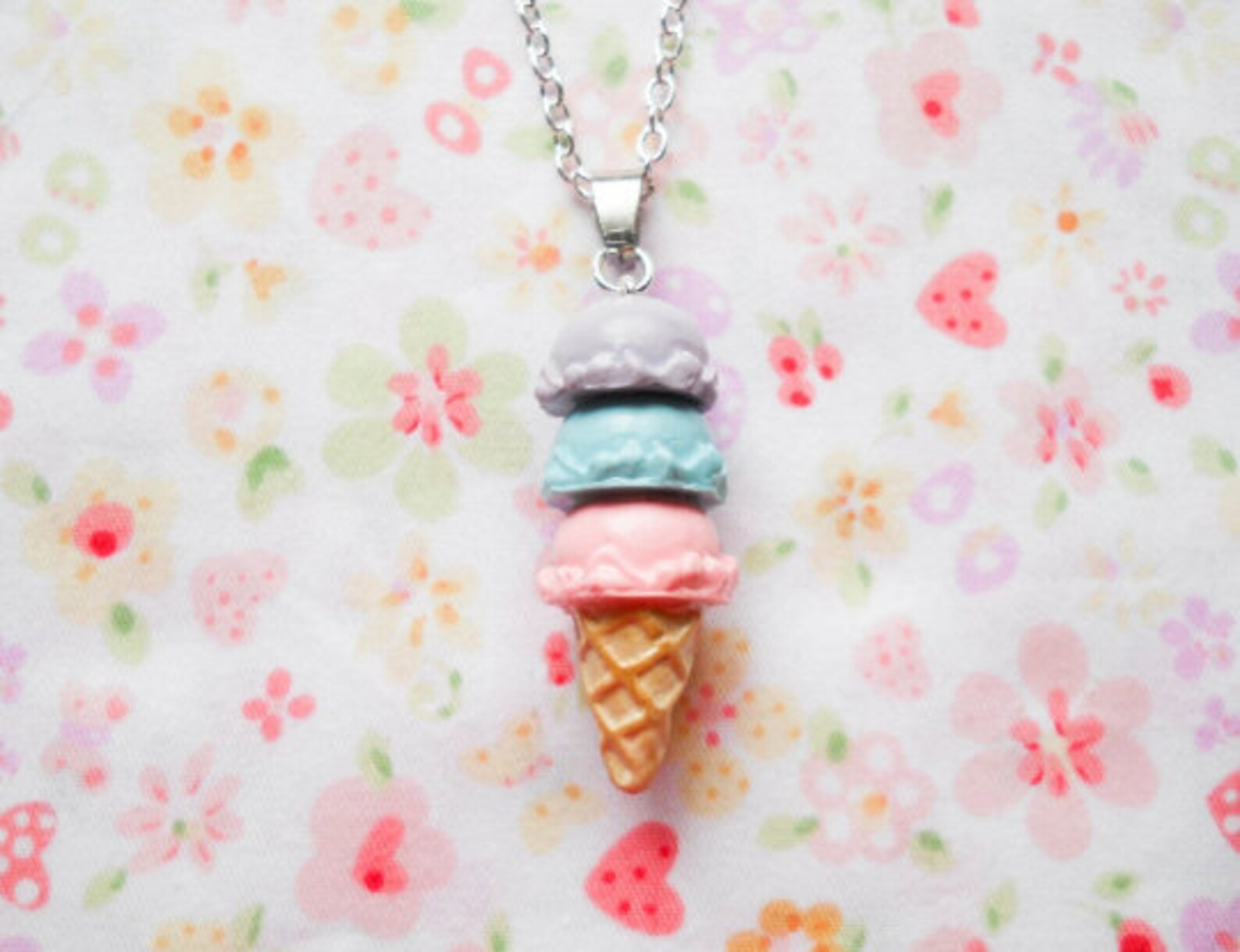 Ice Cream Cone Necklace Ice Cream Necklace Food Jewelry Etsy