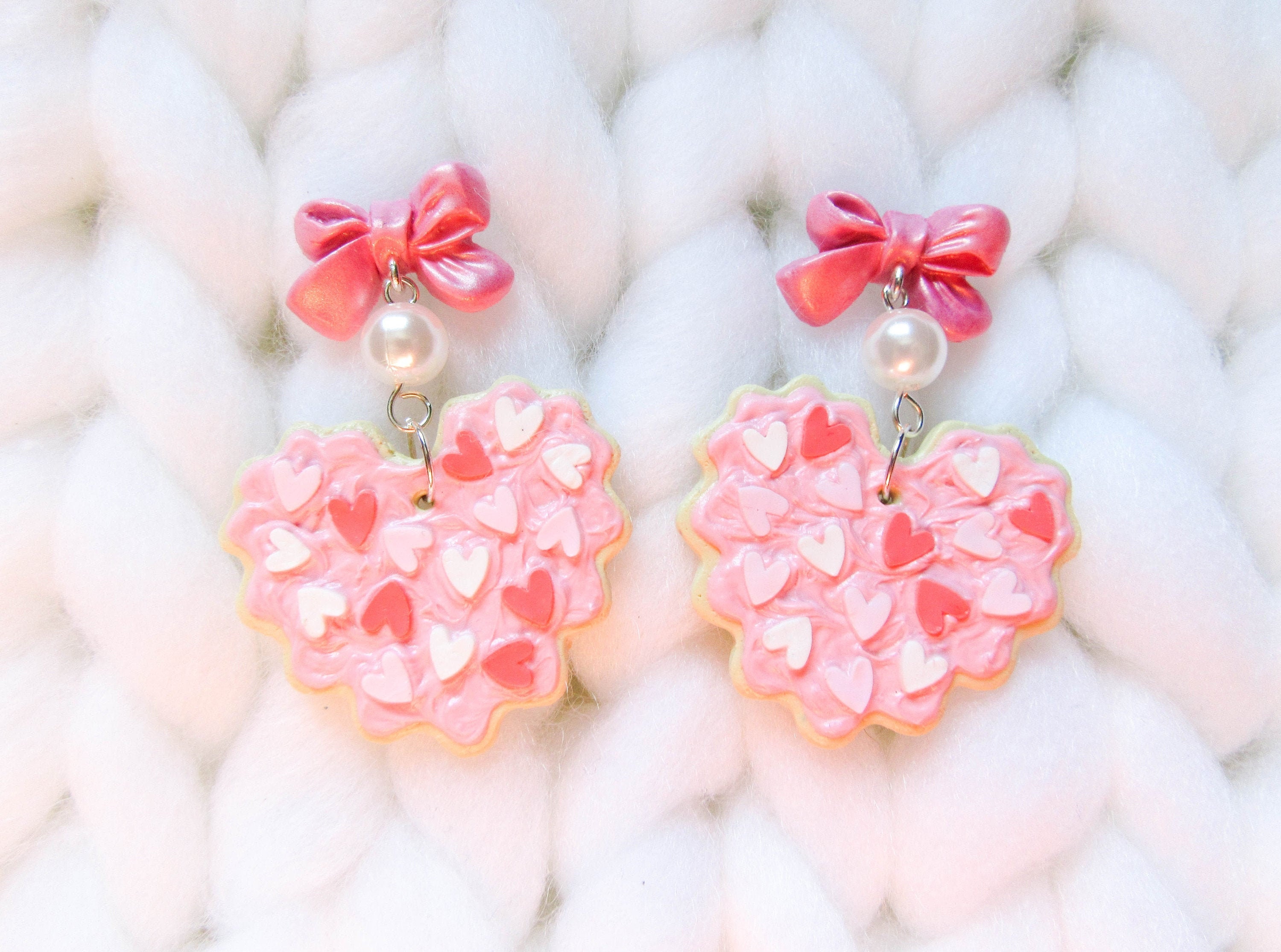 Valentine Heart Cookie Earrings, Sugar Cookie Earrings, Polymer Clay  Earrings, Heart, Valentines Day Earrings, Love, Gift Idea, Heart 