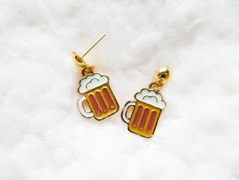 Beer Earrings Beer Charm Earrings Cute Earrings Pint Etsy