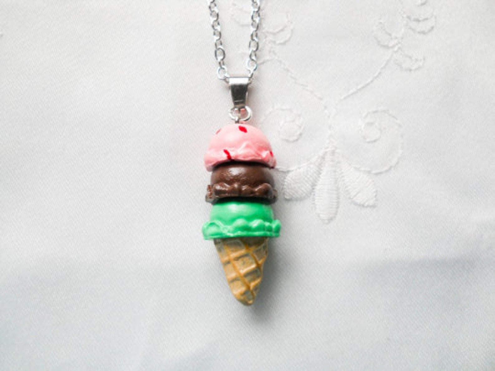Ice Cream Cone Necklace Ice Cream Necklace Food Jewelry Etsy