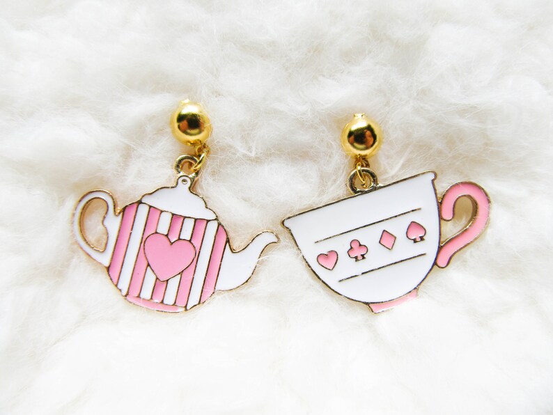 Tea Earrings Tea Charm Earrings Teapot Teacup Cute Charm Etsy