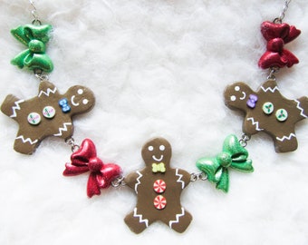 Gingerbread Man Necklace, Gingerbread Men, Christmas Necklace, Christmas, Festive, Cookie, Cute, Fun, Necklace