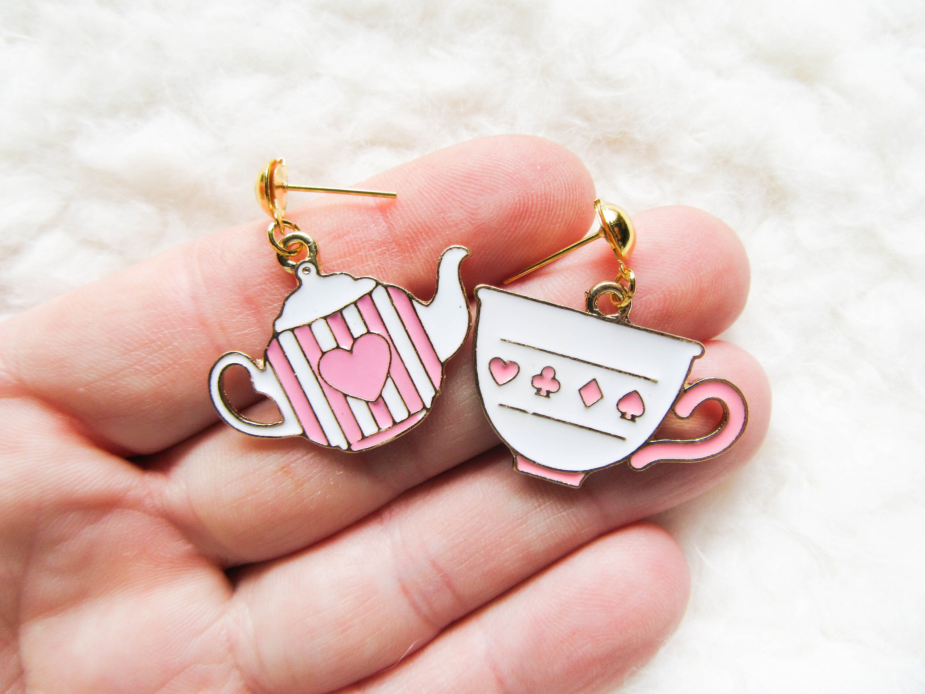 Tea Earrings Tea Charm Earrings Teapot Teacup Cute Charm Etsy