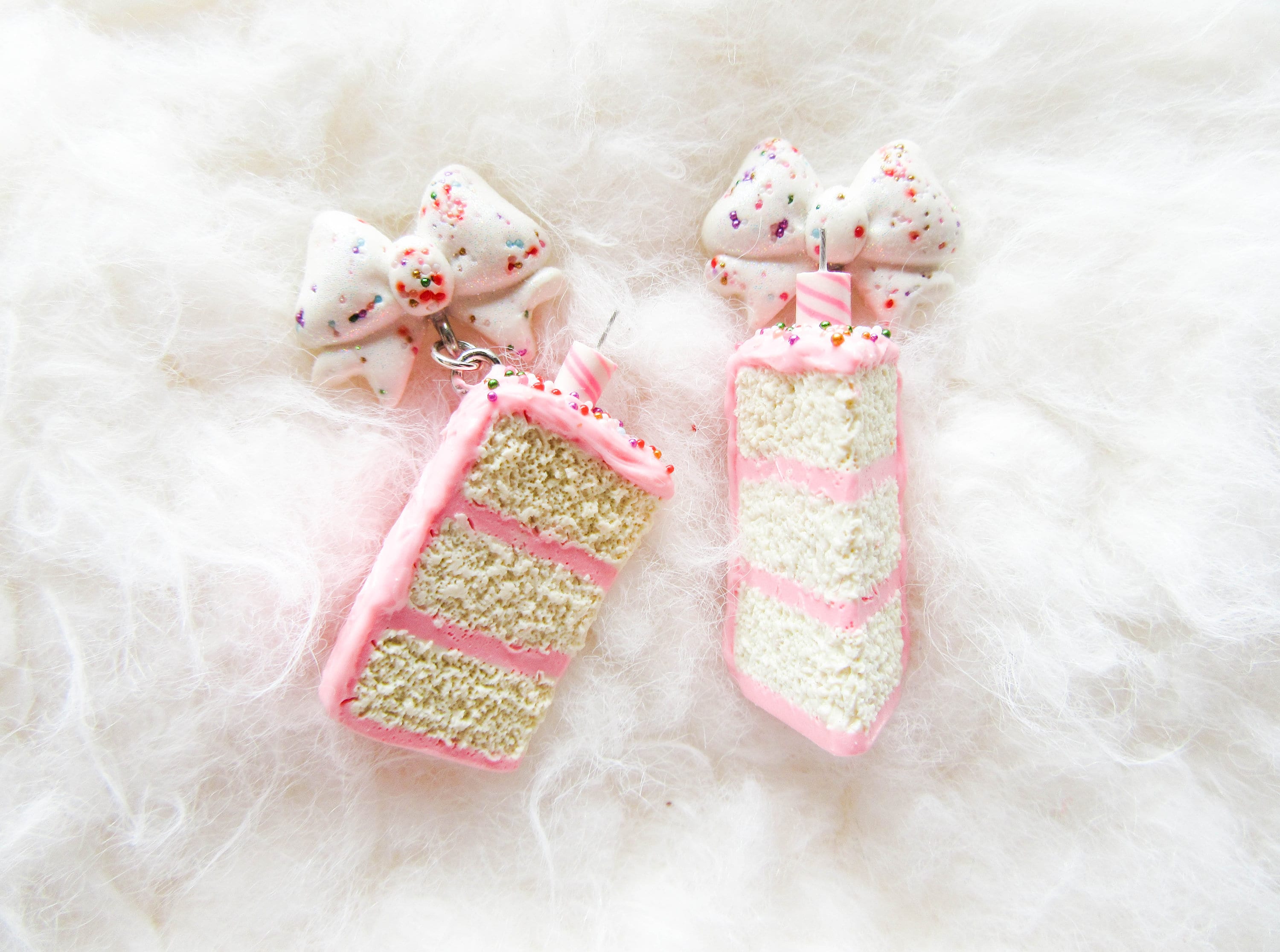 Birthday Cake Earrings Pink Cake Earrings Confetti Cake Etsy