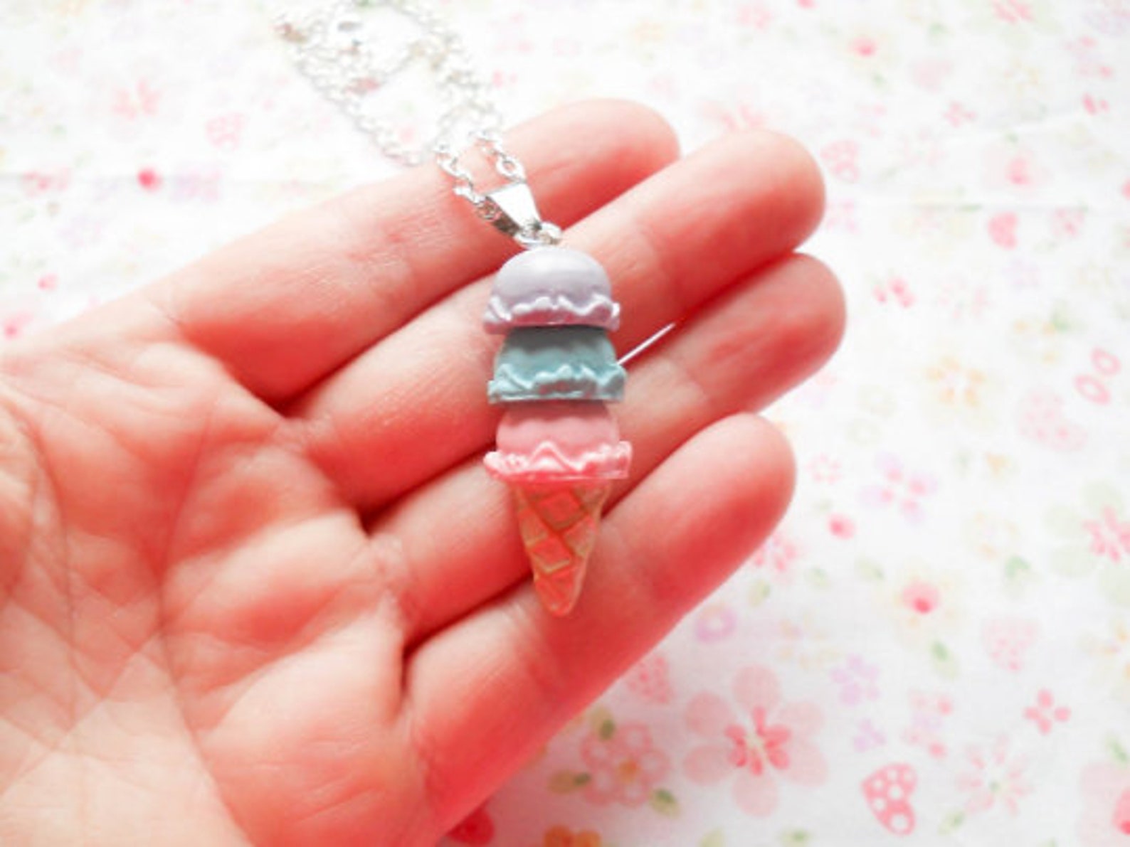 Ice Cream Cone Necklace Ice Cream Necklace Food Jewelry Etsy