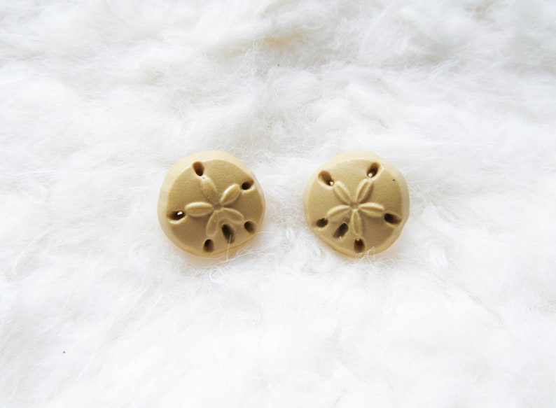 Sand Dollar Earrings Polymer Clay Sea Cookie Sand Dollar Nautical Beach Earrings Sand Dollar Studs
