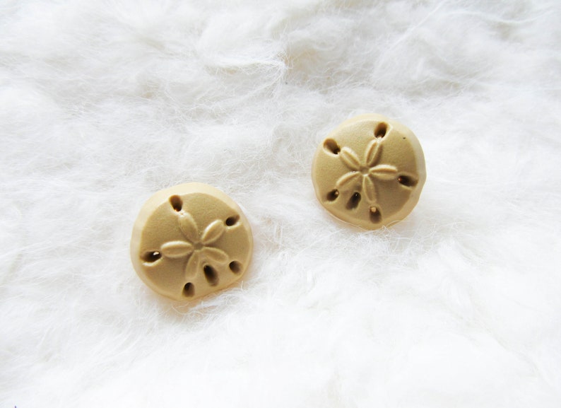 Sand Dollar Earrings Polymer Clay Sea Cookie Sand Dollar Nautical Beach Earrings Sand Dollar Studs
