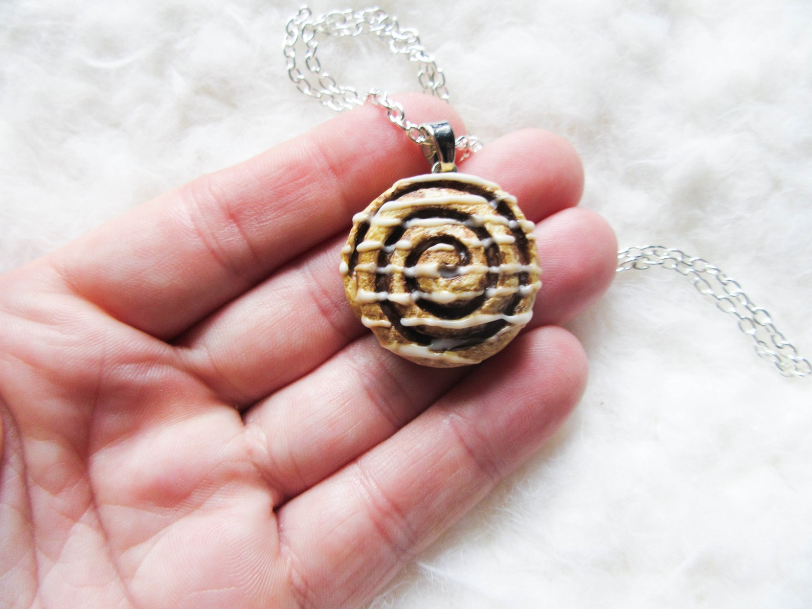 Cinnamon Roll Necklace Cinnamon Bun Necklace Food Necklace Etsy