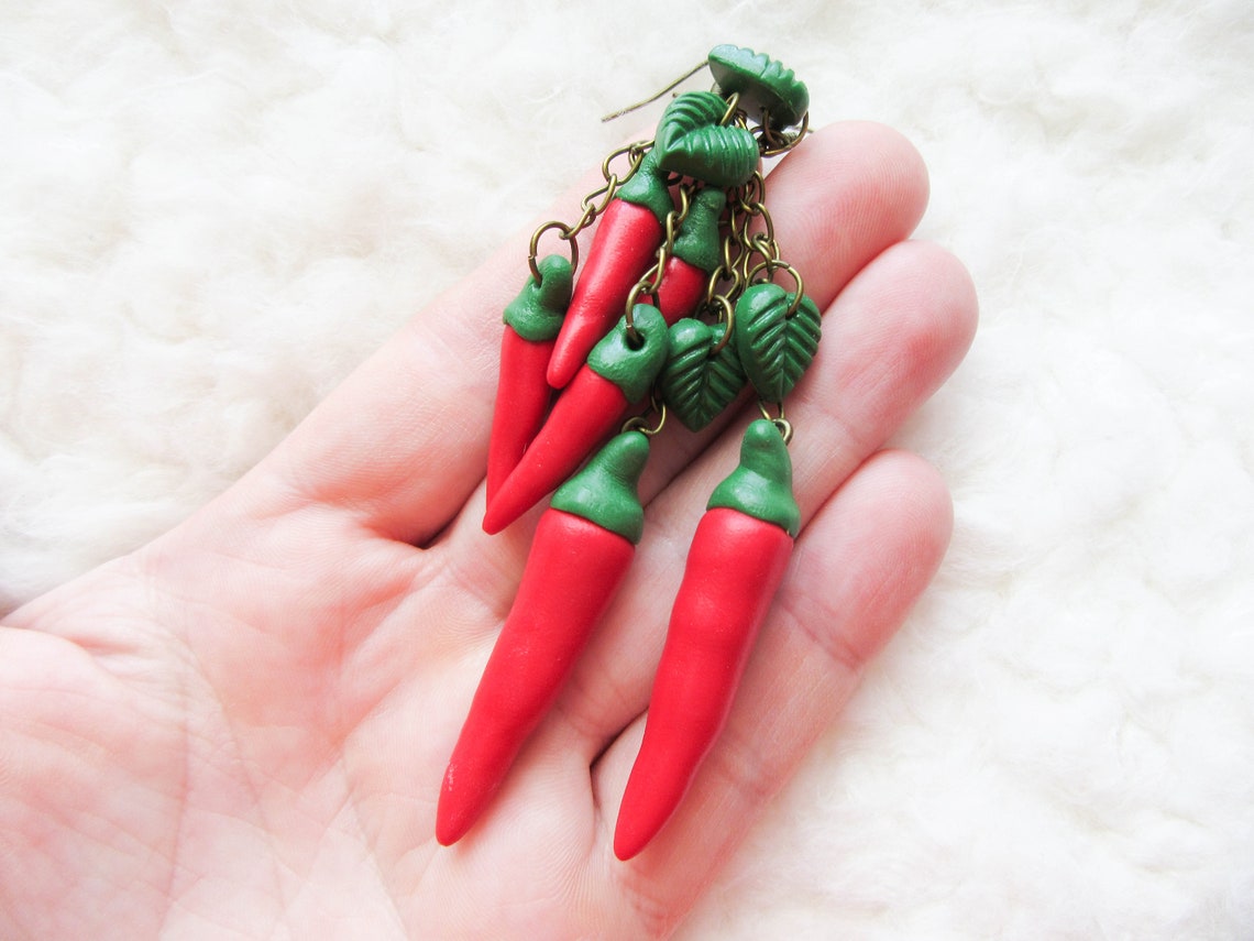 Red Chili Earrings Hot Pepper Earrings Hot Chili Earrings Etsy