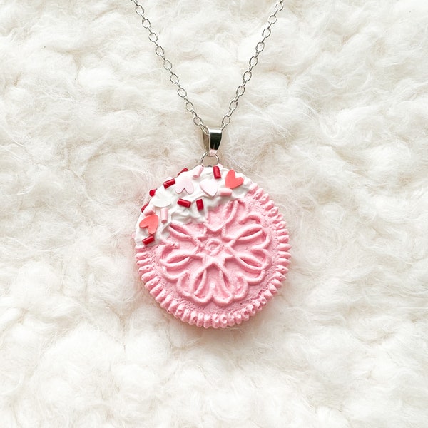 Collier Saint Valentin, Collier Cookie, Joli Collier, Rose, Mignon, Saint Valentin