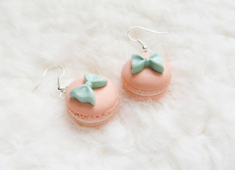 Peach Macaron Earrings Macaroon Earrings French Macaron Etsy