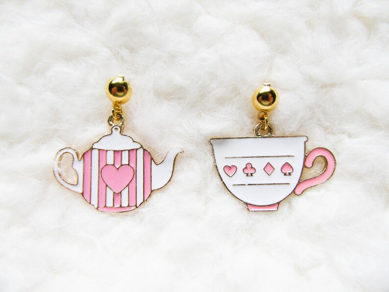 Tea Earrings Tea Charm Earrings Teapot Teacup Cute Charm Etsy