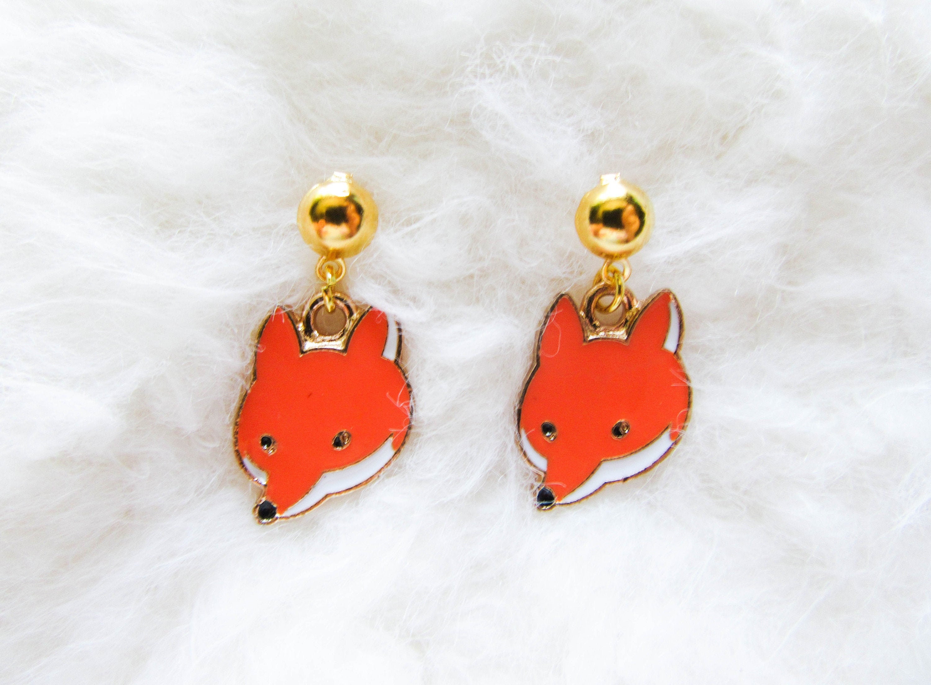 Fox Earrings Fox Charm Earrings Animal Earrings Whimsical Etsy