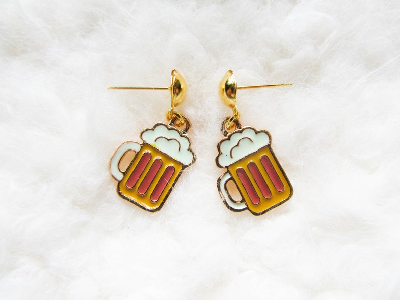 Beer Earrings Beer Charm Earrings Cute Earrings Pint Etsy