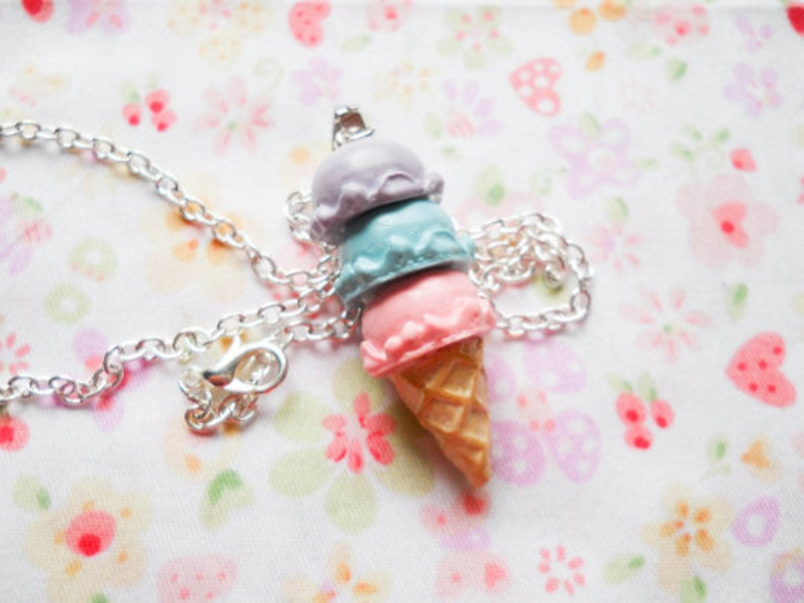 Ice Cream Cone Necklace Ice Cream Necklace Food Jewelry Etsy
