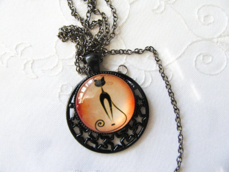 Spooky Demure Black Cat Necklace